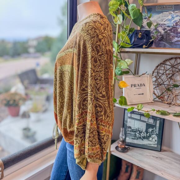 Inoah’s Collection Art to Wear Blouson Style Top w/ Drawstring Hem Women's Small - Picture 2 of 8